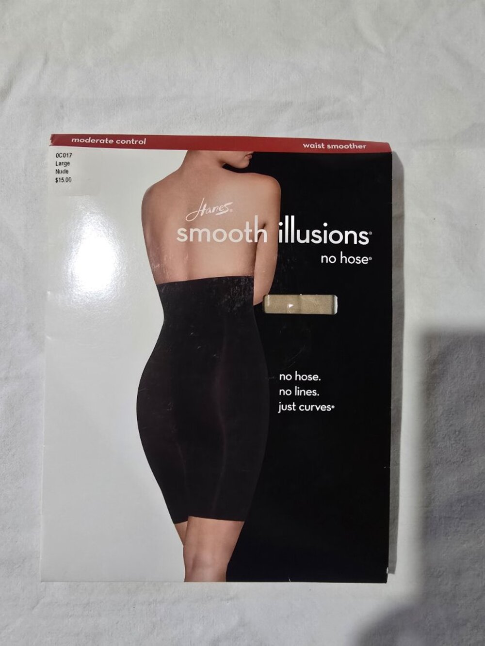 Hanes Smooth Illusions No Hose Waist Smoother Shapewear Black Large NEW NIB